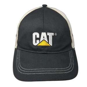 Caterpillar CAT Baseball Cap Black Beige One Size Contrast Stitch Logo Work Hat